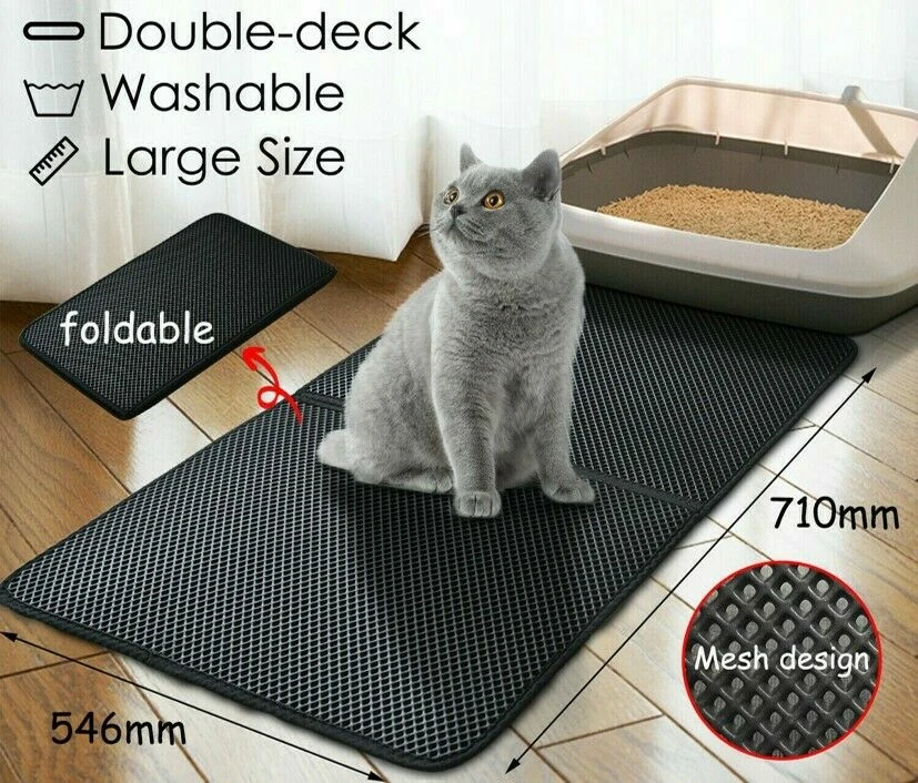 New Cat Litter mat Large Kitty Litter Box Trapping Sifting Mats Waterproof Urine