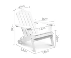 Outdoor Furniture Chairs Table Lounge Setting Foldable Wooden Adirondack Beach Chair Sun Lounger Garden Patio 3pc White Gardeon