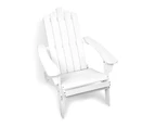 Outdoor Furniture Chairs Table Lounge Setting Foldable Wooden Adirondack Beach Chair Sun Lounger Garden Patio 3pc White Gardeon
