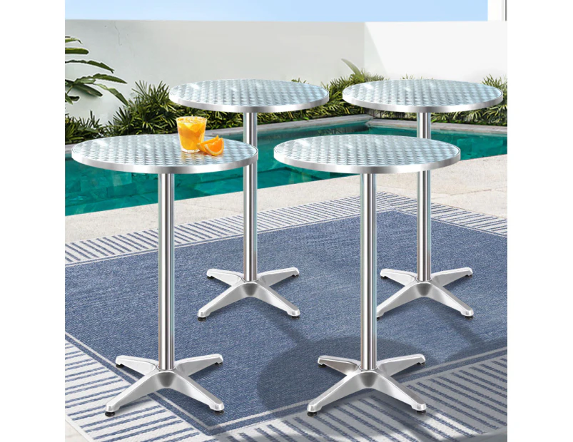 Gardeon Set of 4 Outdoor Bar Table Aluminium Round 70/110CM