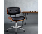 Artiss Wooden Office Chair Black Leather