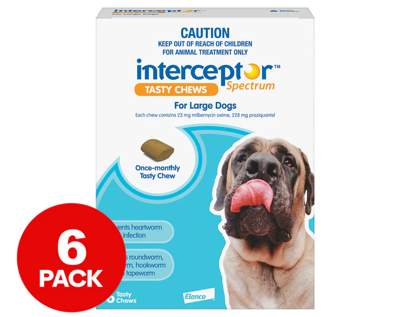 Interceptor Spectrum Monthly Tasty Chews For Large Dogs 22-45kg 6pk