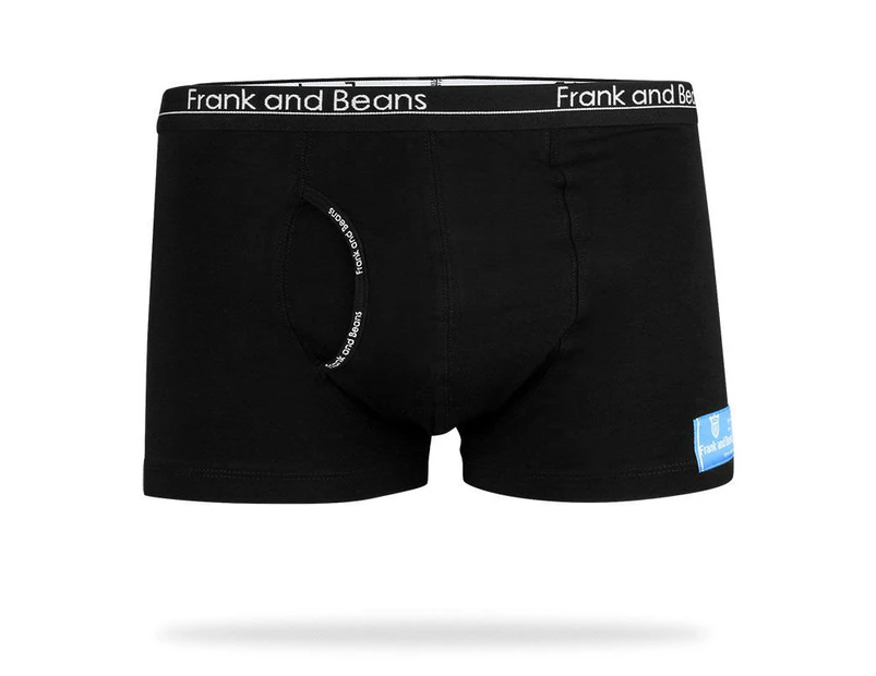 Single - Boxer Briefs Mens Cotton Trunks - Frank and Beans Underwear - Black