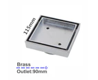 Chrome Square Brass Smart Insert Tile Floor Waste Shower Drain Shower Grate 115x115mm