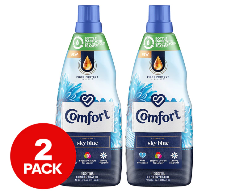 2 x 900mL Comfort Concentrated Fabric Conditioner Sky Blue