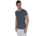 FLOSO Mens Thermal Underwear Short Sleeve Vest Top (Viscose Premium Range) (Charcoal) - THERM108