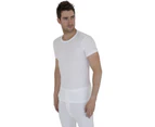 FLOSO Mens Thermal Underwear Short Sleeve Vest Top (Viscose Premium Range) (White) - THERM108