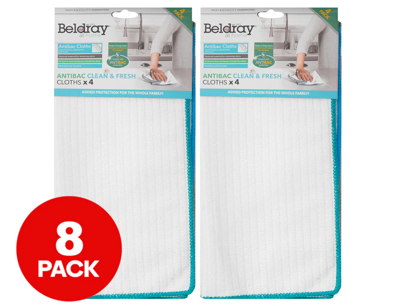 2 x 4pk Beldray Antibac Clean & Fresh Cloths