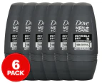 6 x Dove Men + Care Invisible Dry Roll-On Antiperspirant Deodorant 50mL