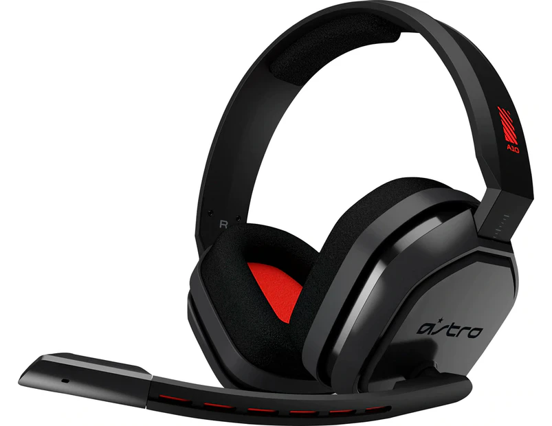 ASTRO A10, Wired 3.5mm Jack, Over-Ear Gaming Headset, with Boom Mic, for PC PS4 Xbox, Red/Black