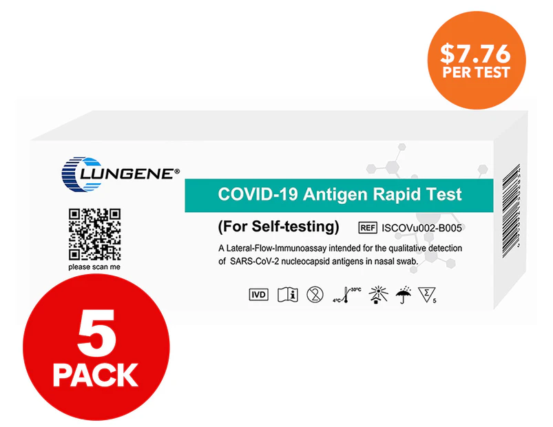 Clungene COVID-19 Rapid Antigen Nasal Swab Self Test 5pk