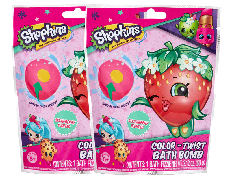 2 x Shopkins Color-Twist Bath Bomb Strawberry 60g