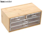 Boxsweden 24cm Bano Bamboo 4-Drawer Container - Natural/Clear