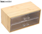 Boxsweden 19cm Bano Bamboo 2-Drawer Container - Natural/Clear