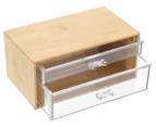 Boxsweden 24cm Bano Bamboo 2-Drawer Container - Natural/Clear