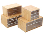 Boxsweden 19cm Bano Bamboo 2-Drawer Container - Natural/Clear