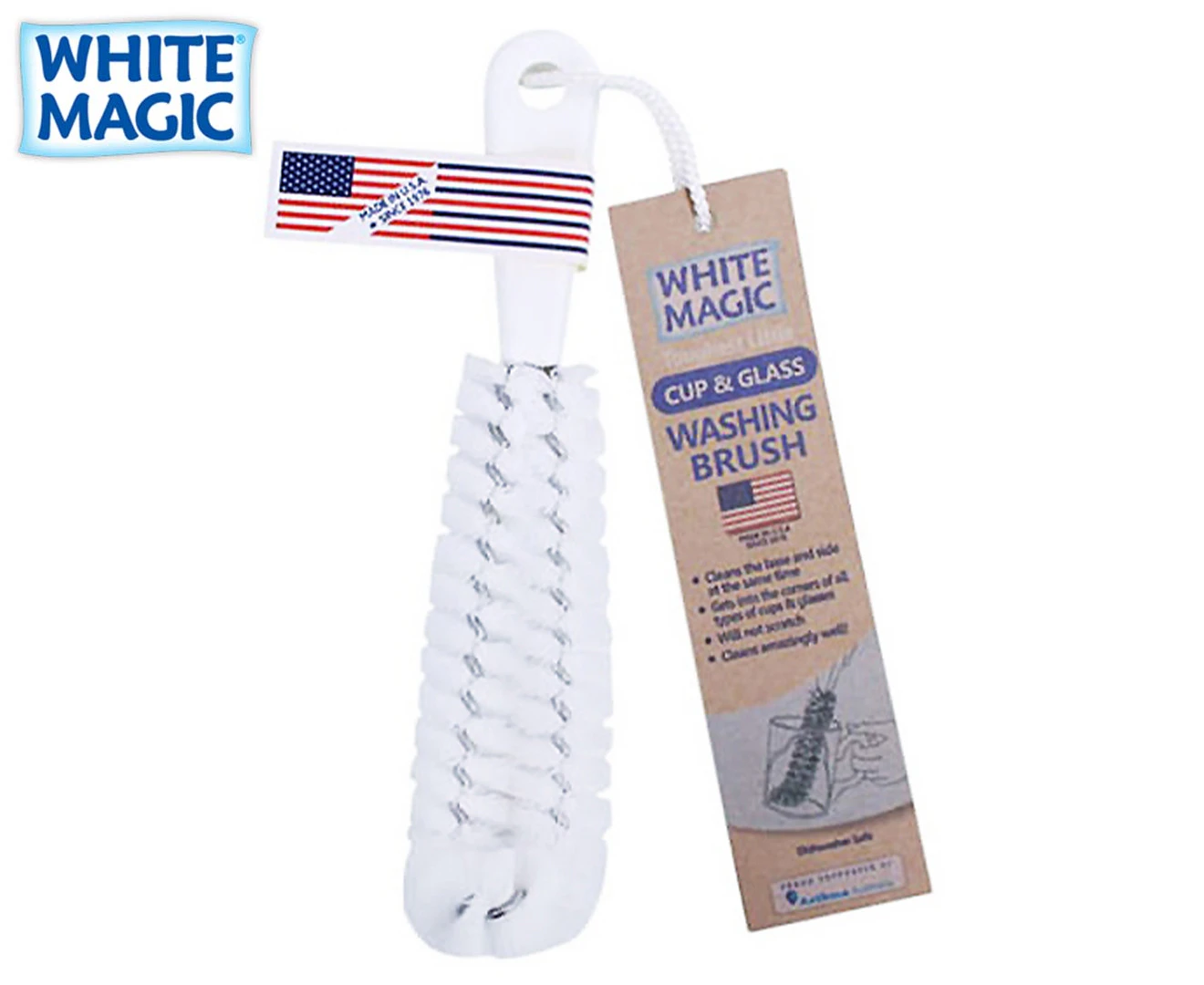 White Magic 23cm Toughest Little Cup/Glass Washing Cleaning Brush Cleaner White