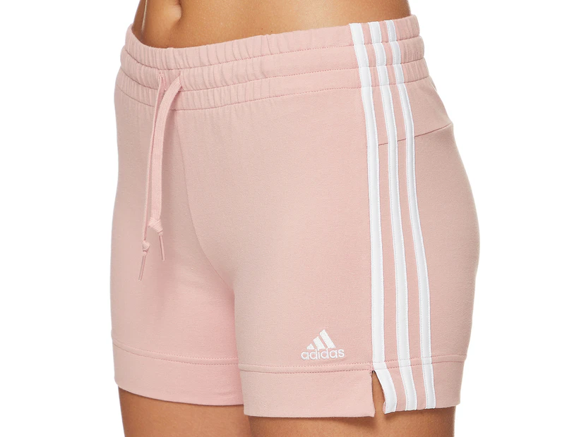 Adidas Women's Essentials Slim 3-Stripes Shorts - Wonder Mauve/White