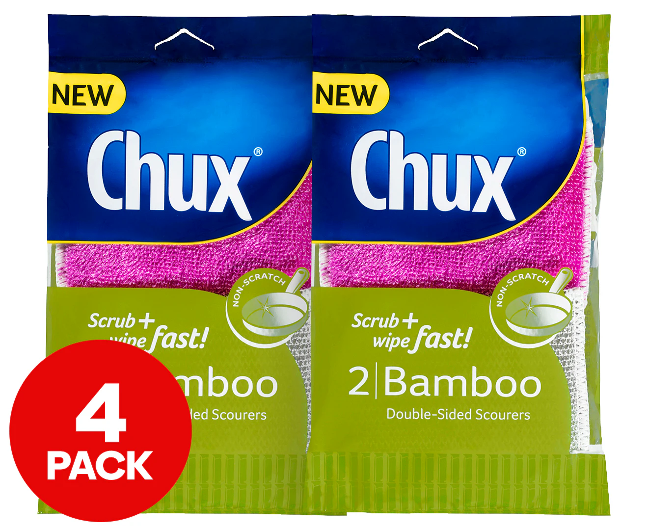 2 x 2pk Chux Bamboo Non-Scratch Scourer