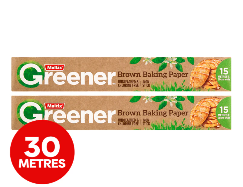 2 x 15m Multix Greener Brown Baking Paper