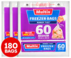 3 x Multix Medium Size Freezer Bags w/ Handles 60pk