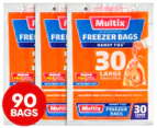 3 x Multix Large Size Freezer Bags w/ Handles 30pk