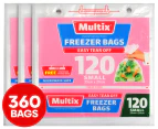 3 x Multix Small Size Easy Tear Off Freezer Bags 120pk