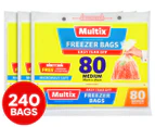 3 x 80pk Multix Easy Tear Off Medium Freezer Bags