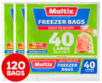 3 x Multix Large Size Easy Tear Off Freezer Bags 40pk