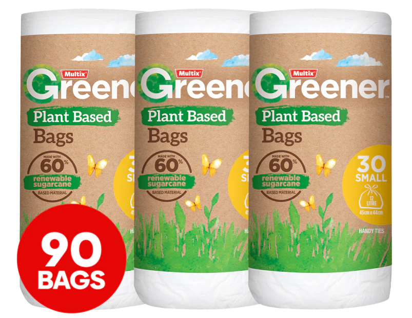 3 x 30pk Multix Greener Plant Based Small Kitchen Tidy Bags