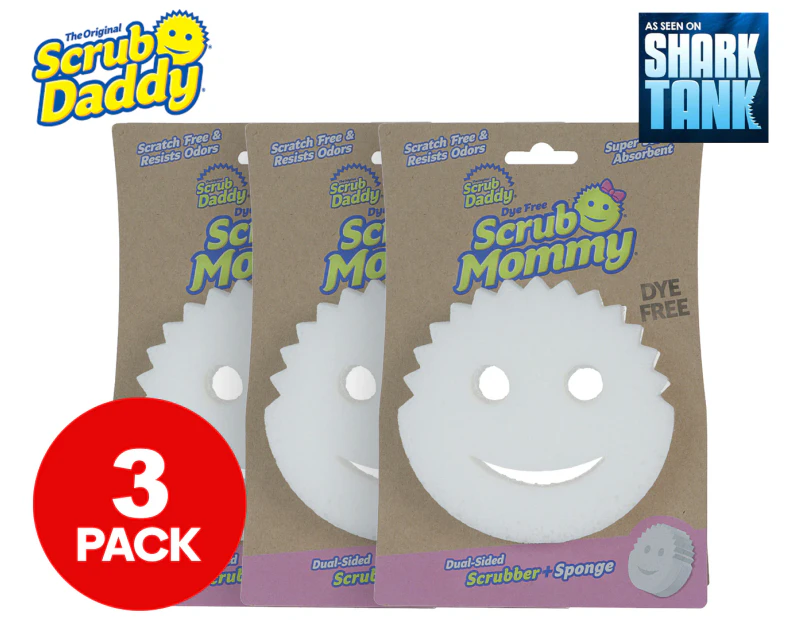 3 x Scrub Mommy Dye Free Dual-Sided Scrubber & Sponge