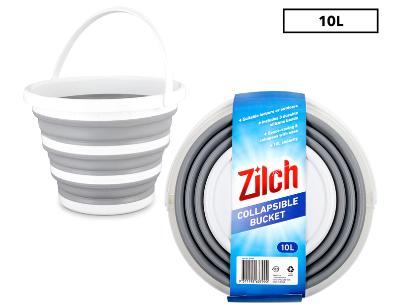 Zilch 10L Collapsible Bucket - White/Grey