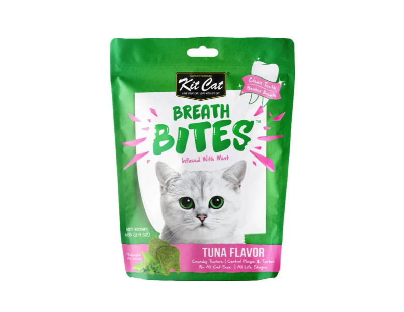 Cat Breath Bites 60 gram Tuna Flavour Oral Treats by Kit Cat