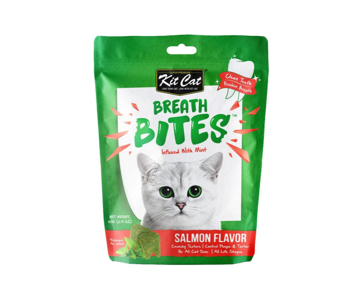 Cat Breath Bites 60 gram Salmon Flavour Oral Treats by Kit Cat