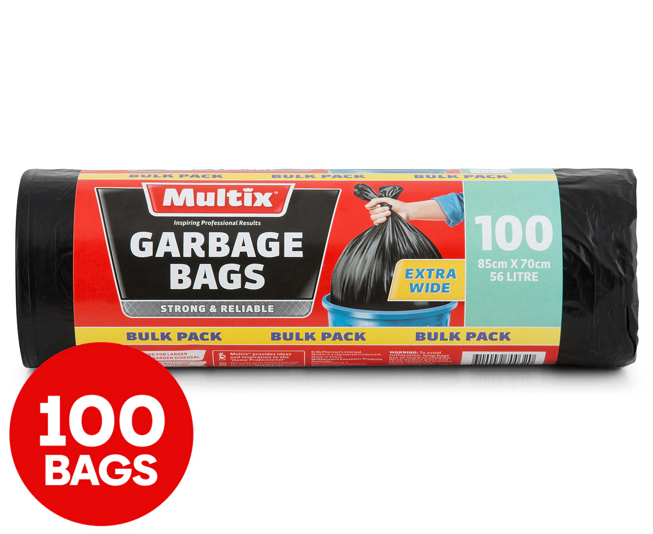 Multix 56L Extra Wide Garbage Bags 100pk