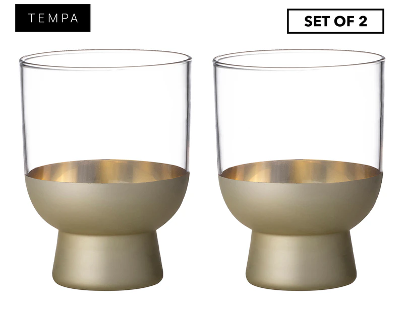 Set of 2 Tempa 240mL Aria Glass Tumbler - Gold