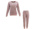 FIL Women's Plush Fleece 2pc Set Loungewear Pyjamas - Always/Dusty Pink