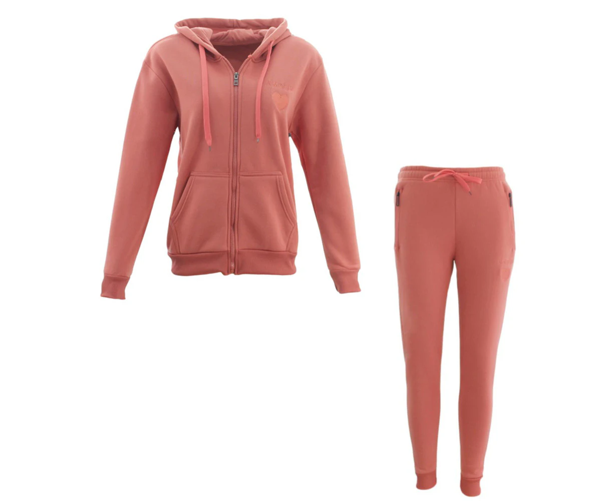 FIL Women's Fleece Tracksuit 2pc Set  - Amour/Rust