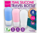 Swosh 4PK Travel Bottles Easy Squeeze Refillable Leak Proof 75ml