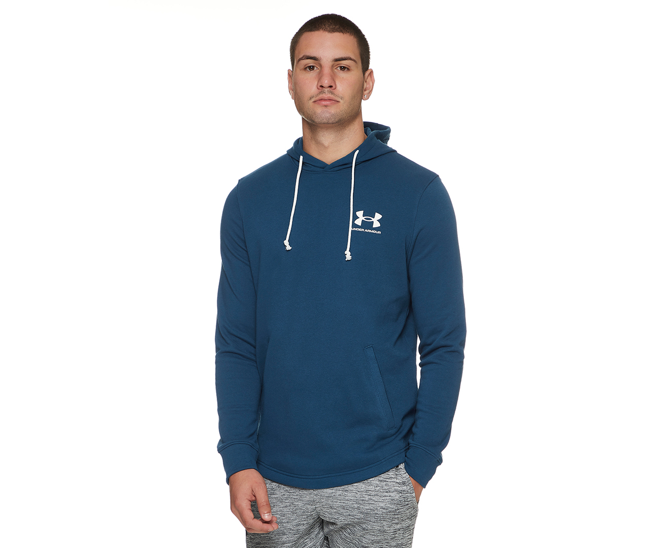 Under Armour Men's Rival Terry Hoodie - Deep Sea Onyx/White | Catch.co.nz