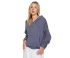 All About Eve Women's Classic Half Zip Hoodie - Blue