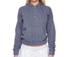 All About Eve Women's Classic Half Zip Hoodie - Blue