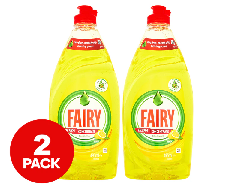 2 x 495mL Fairy Dishwashing Liquid Lemon