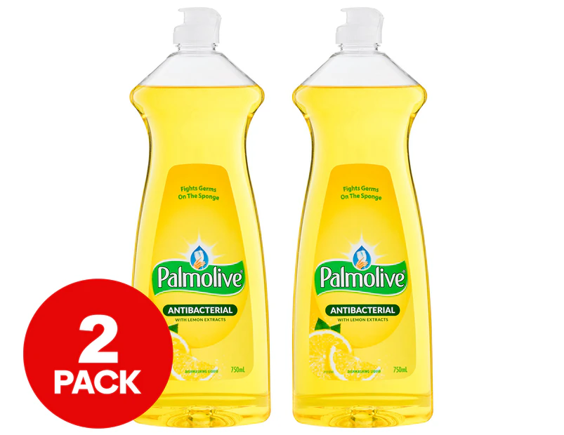 2 x Palmolive Antibacterial Dishwashing Liquid Lemon 750mL