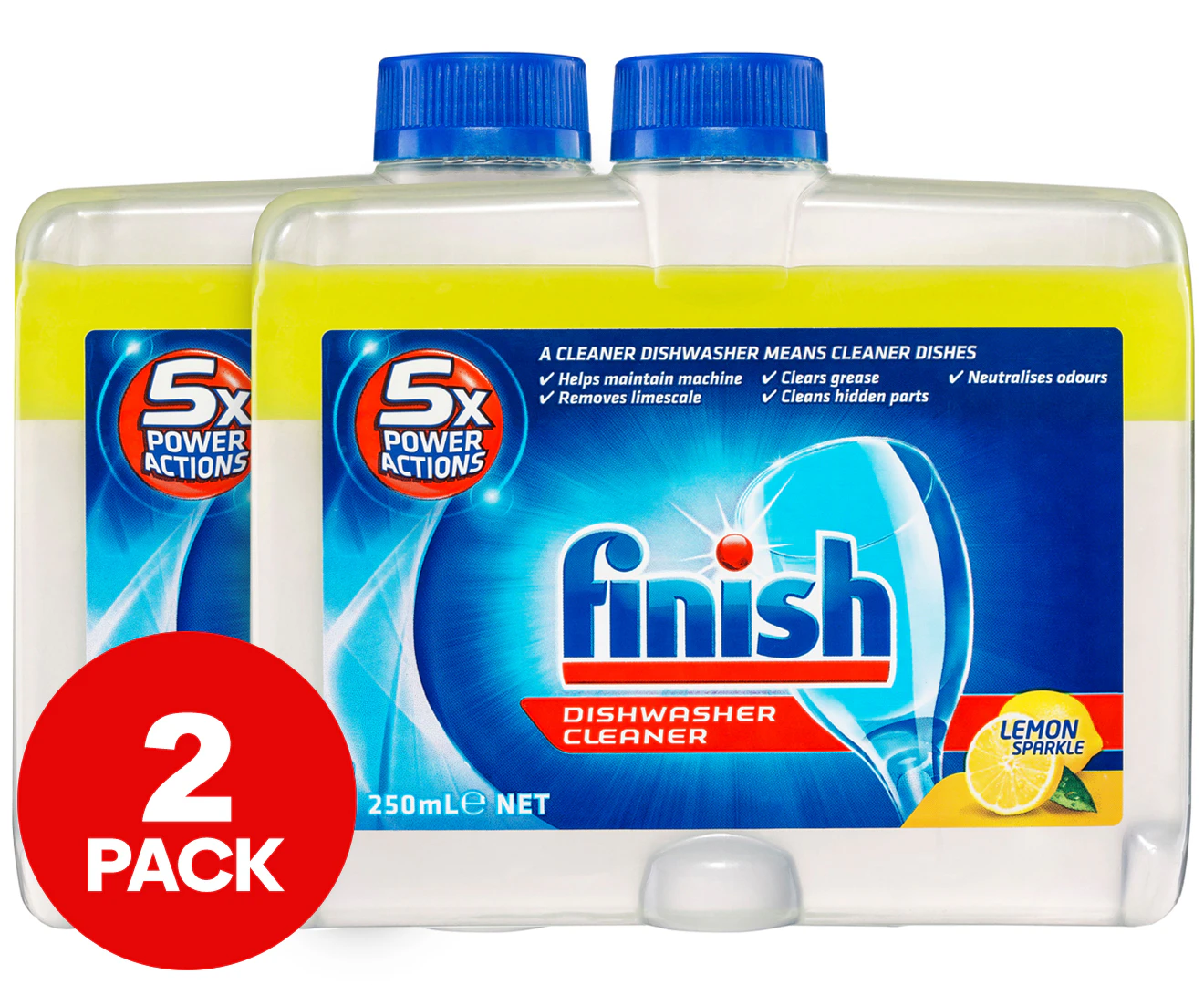 2 x Finish Dishwasher Cleaner Lemon Sparkle 250mL