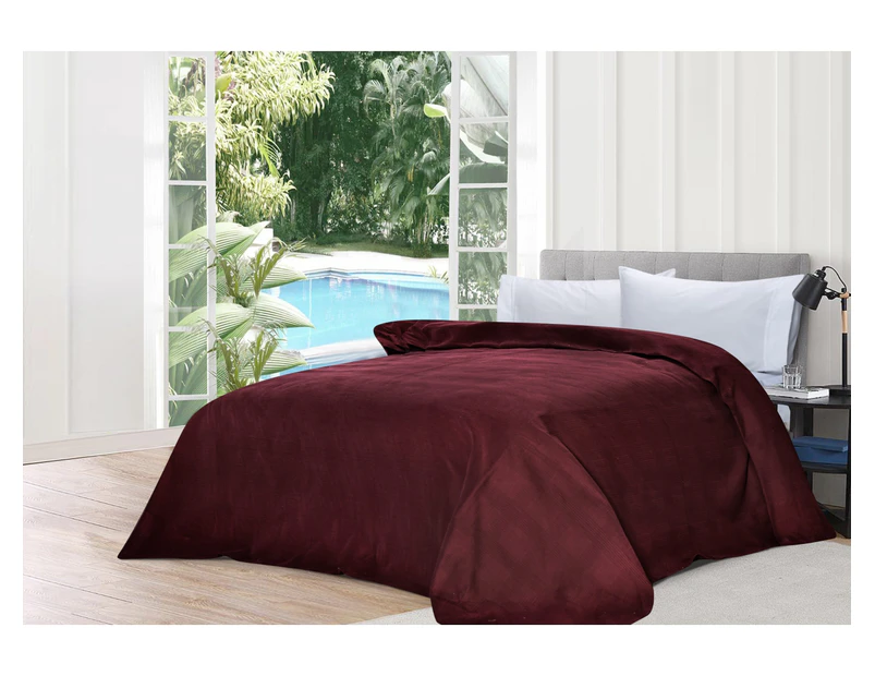 100% Cotton Thermal Blankets - Red - King