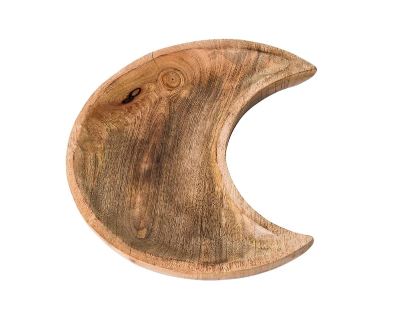 Wooden Crescent Moon 20Cm Natural Dish Bowl Trinket Tray - Crystals Jewellery