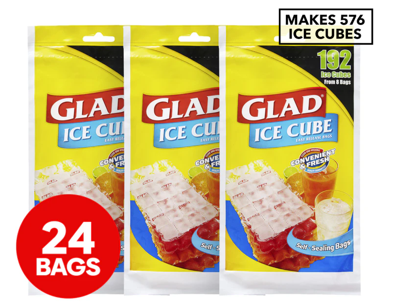 3 x 8pk Glad Ice Cube Bags