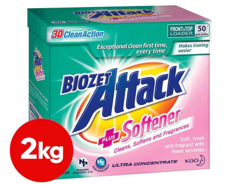 Biozet Attack Laundry Powder Plus Softener 2kg