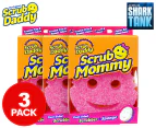 3 x Scrub Mommy Dual-Sided Scrubber Sponge - Pink